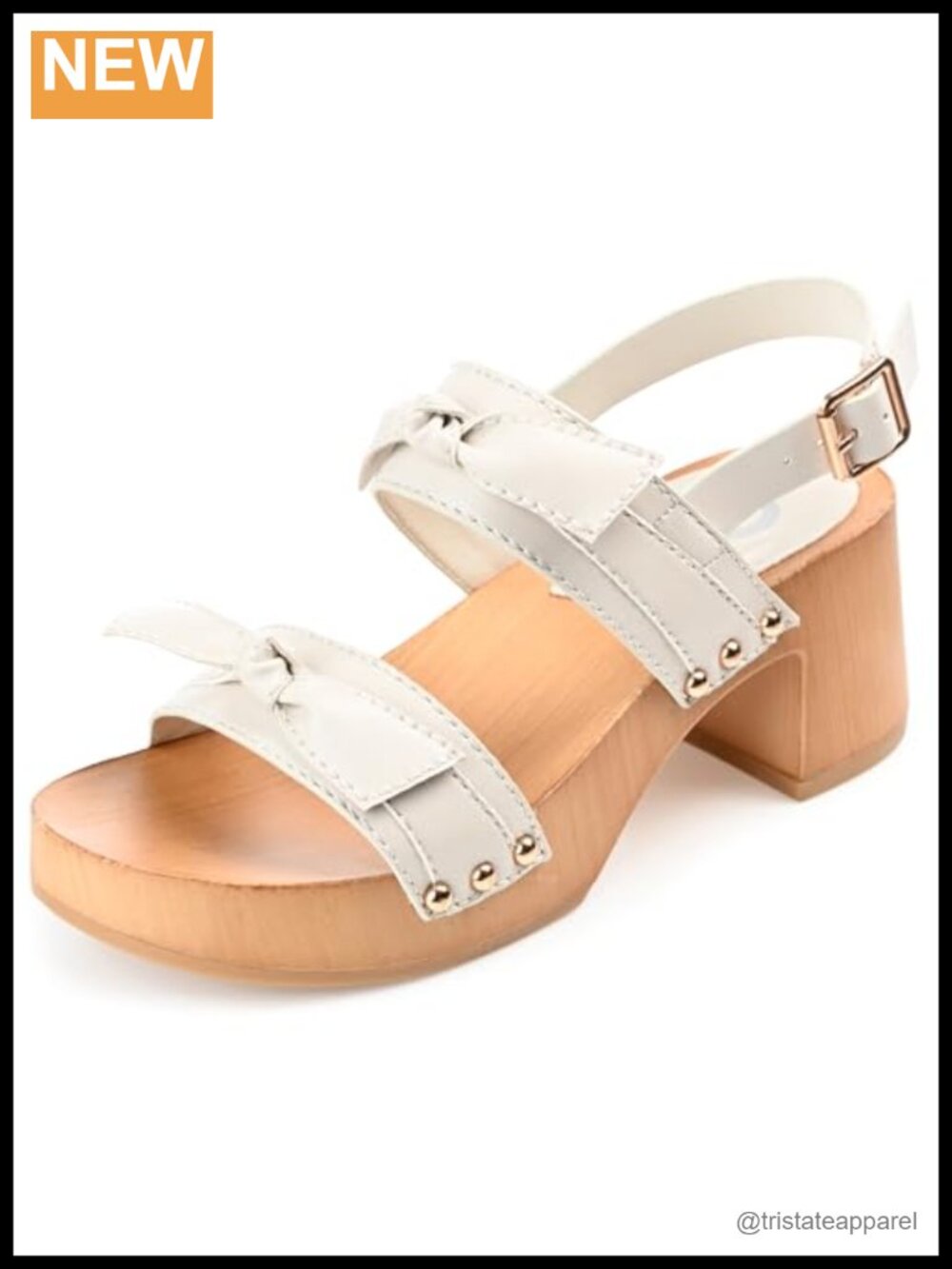 Tia Block Heel Sandals Faux Leather Ankle Strap Buckle Open Toe
